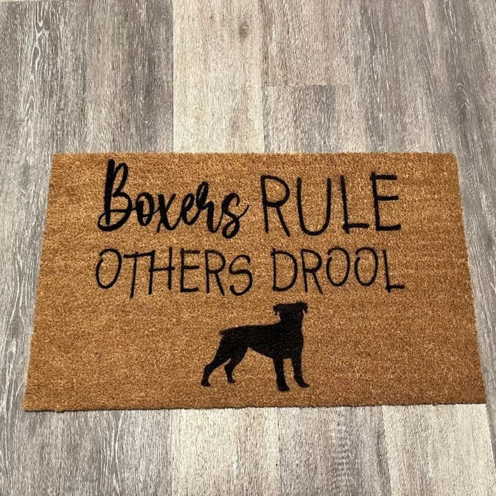 Boxers Rule Others Drool decorative coir doormat